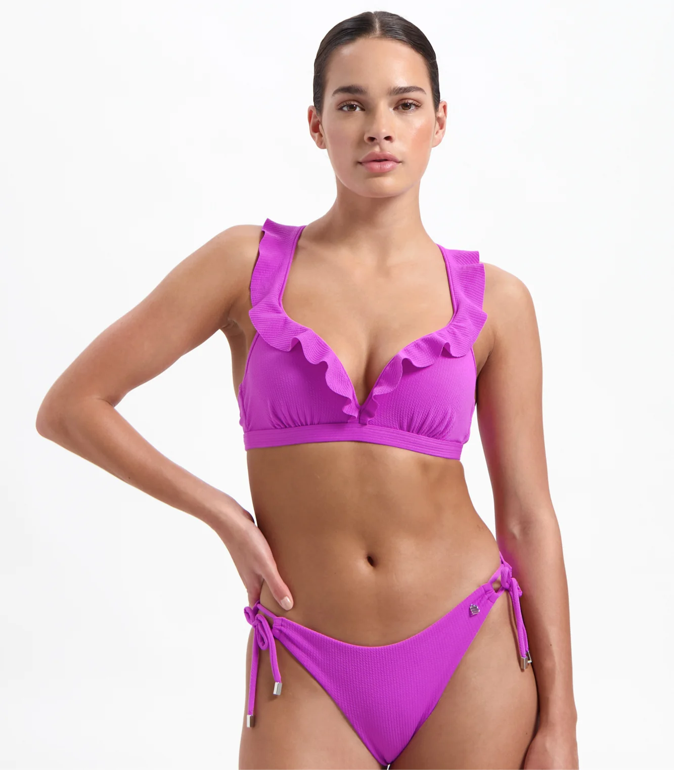 Purple Flash ruffle bikinitop