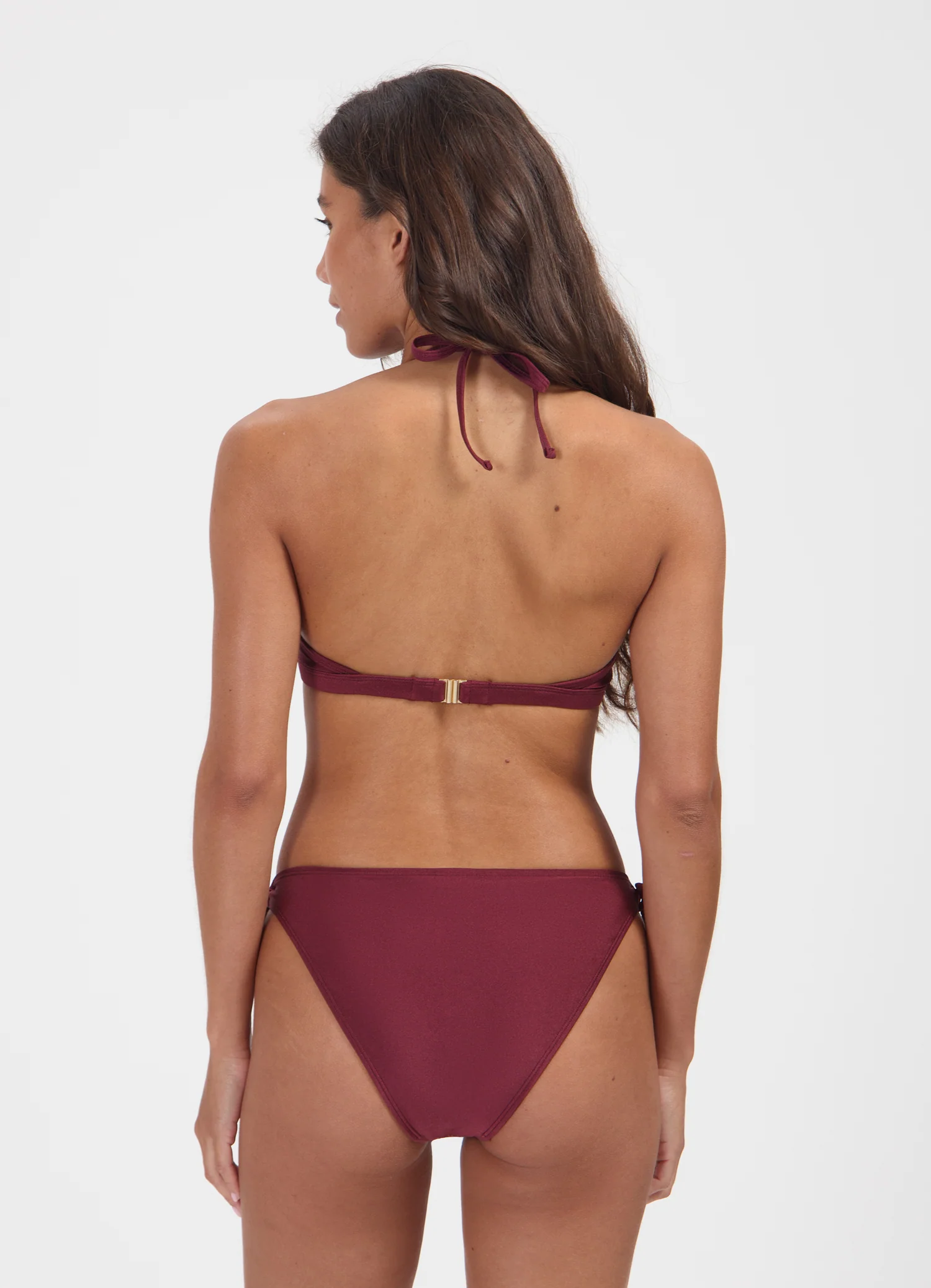 Burgundy Shine halter bikinitop met beugel - Image 3