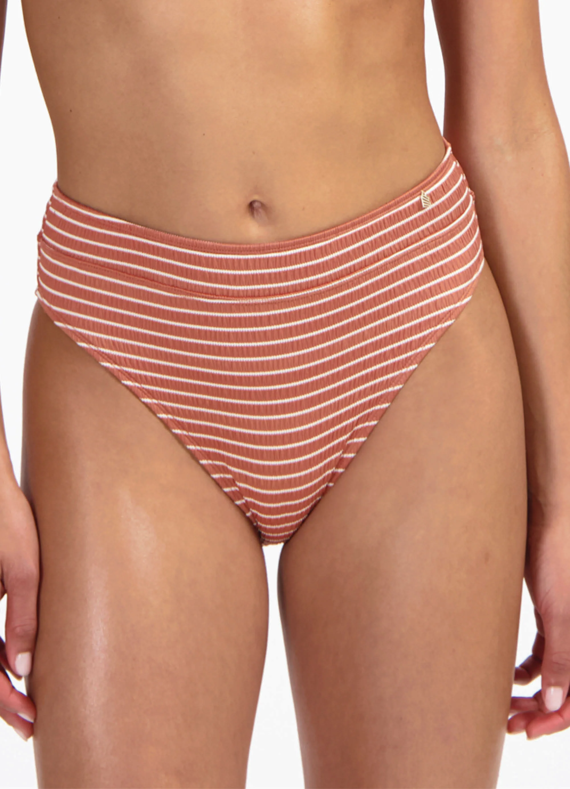 Caramel Stripe high waist bikinibroekje