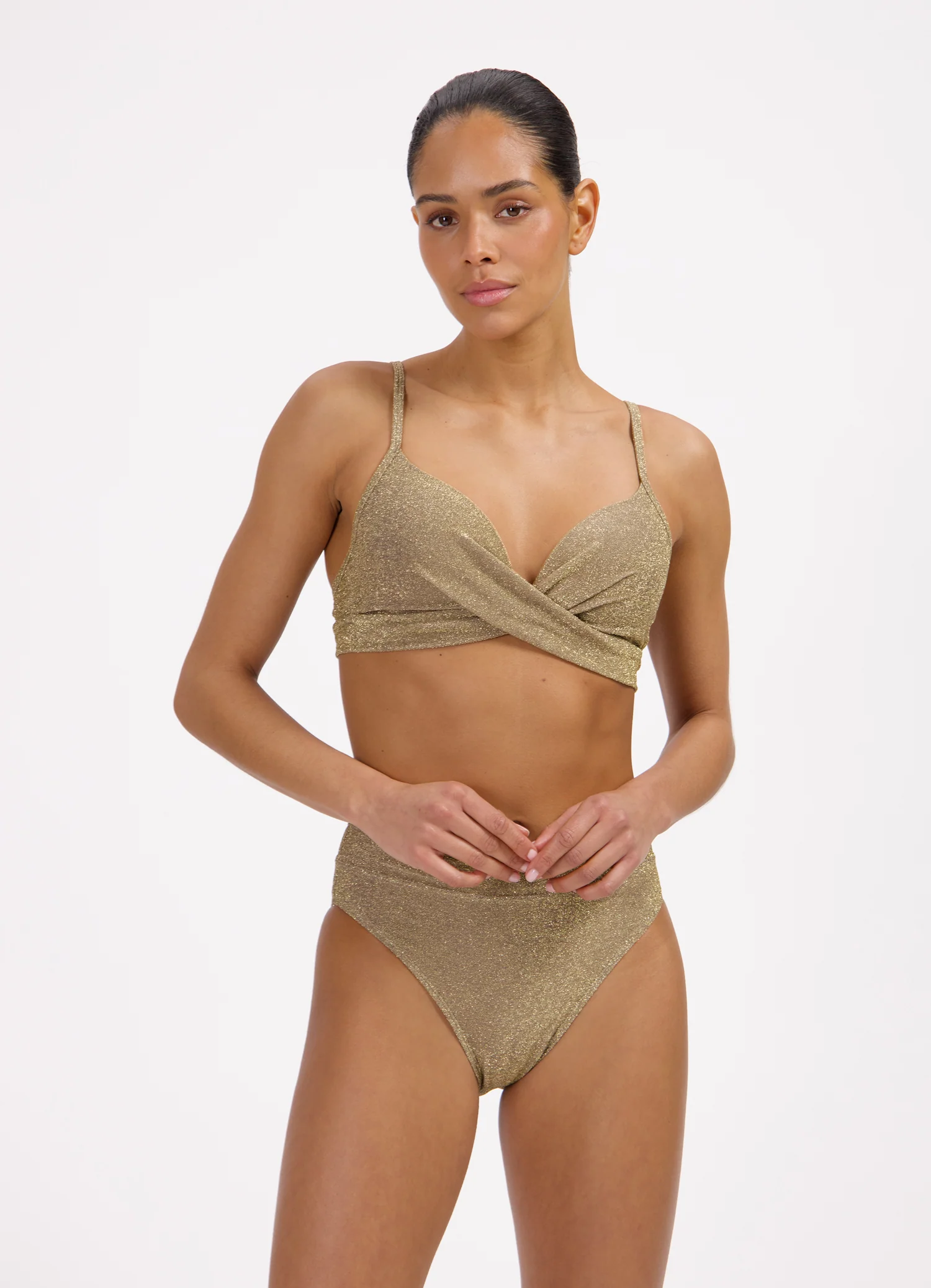 Gold Glitter twist bikinitop