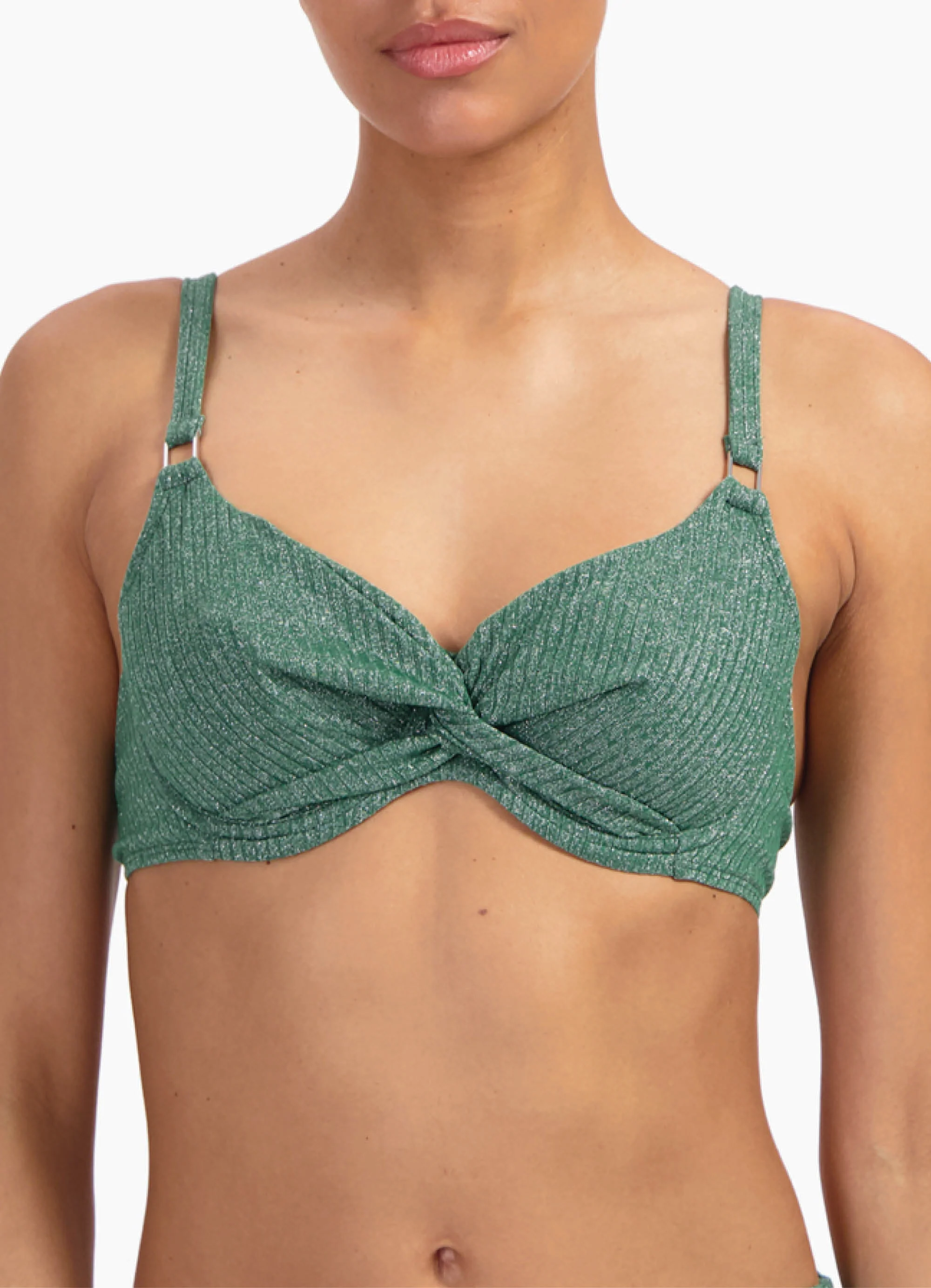 Green Glitter full cup bikinitop - Image 2