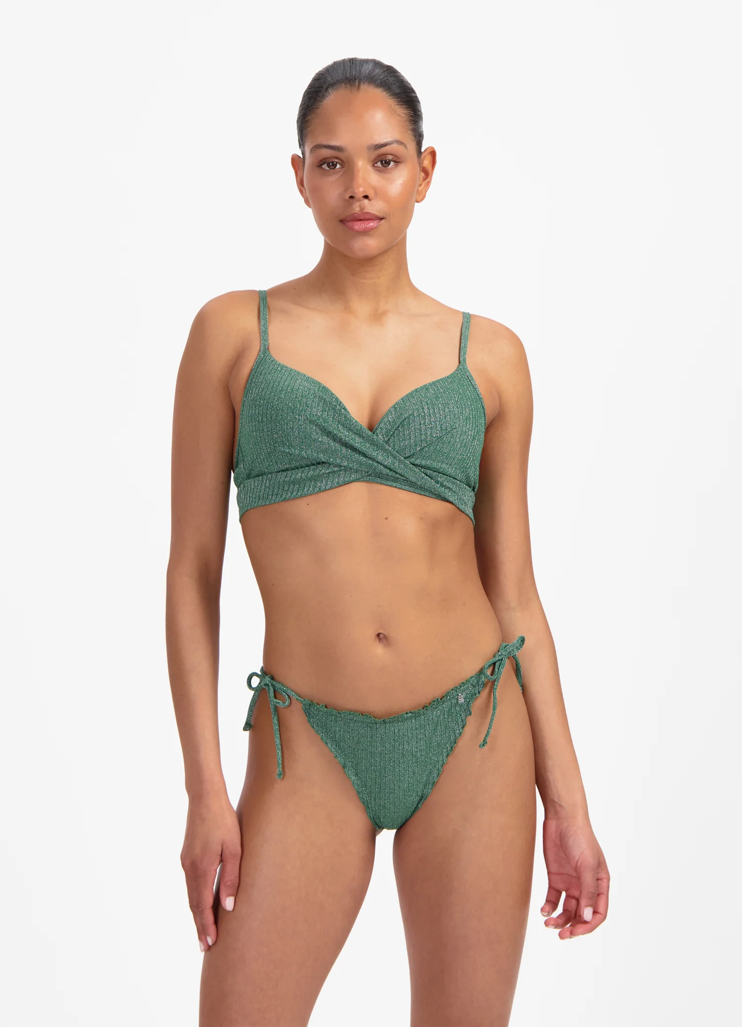 Green Glitter twist bikinitop