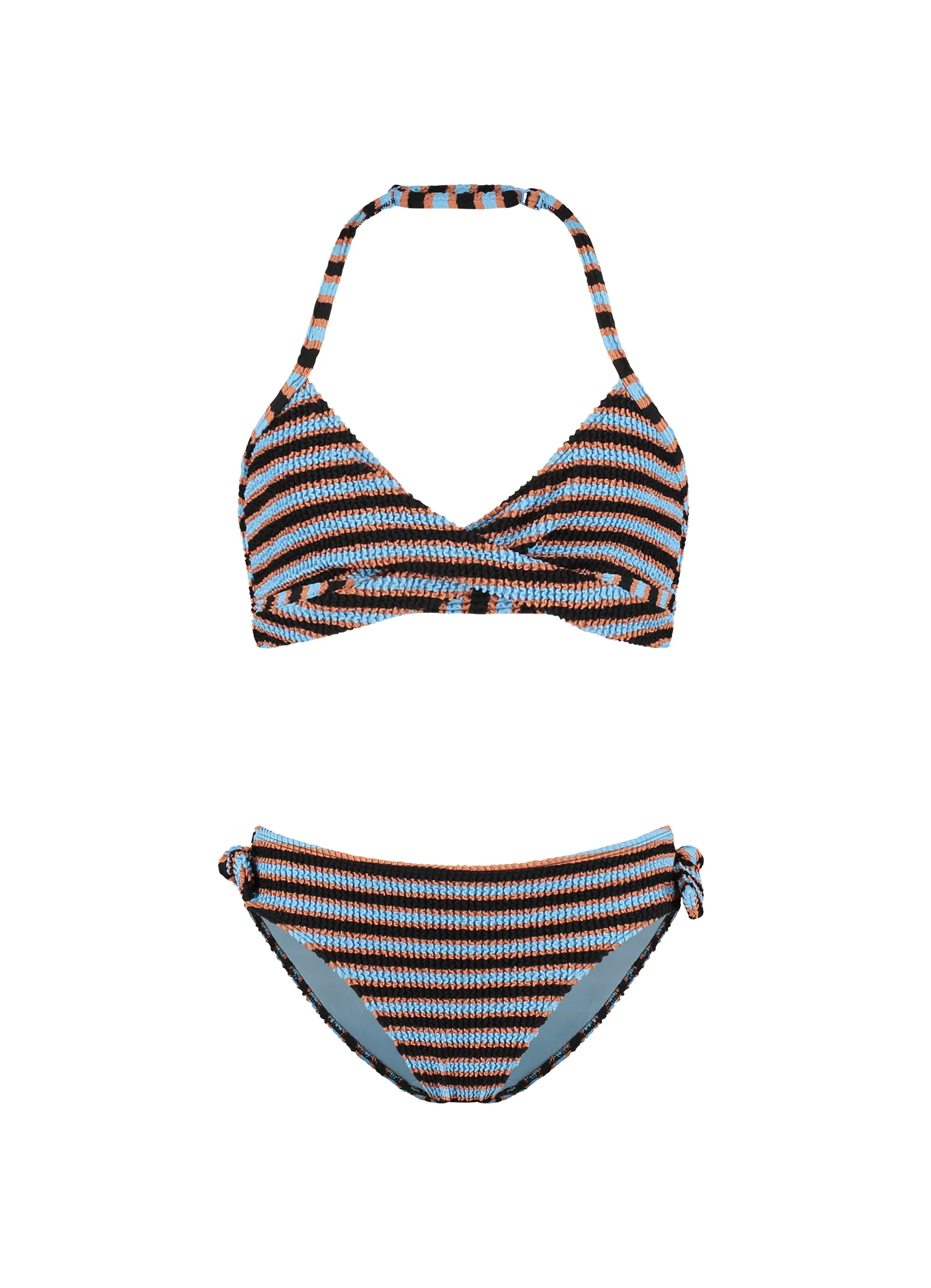 Kids Blue Ribbed Stripe twist bikiniset