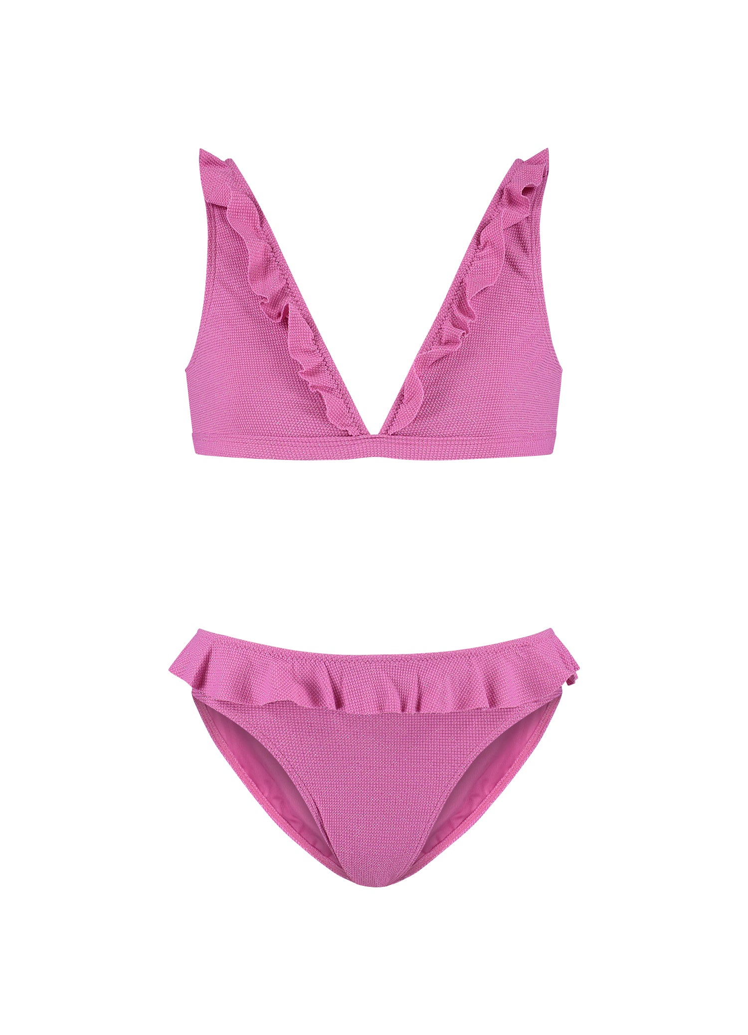 Kids Pink Shimmer ruffle bikiniset