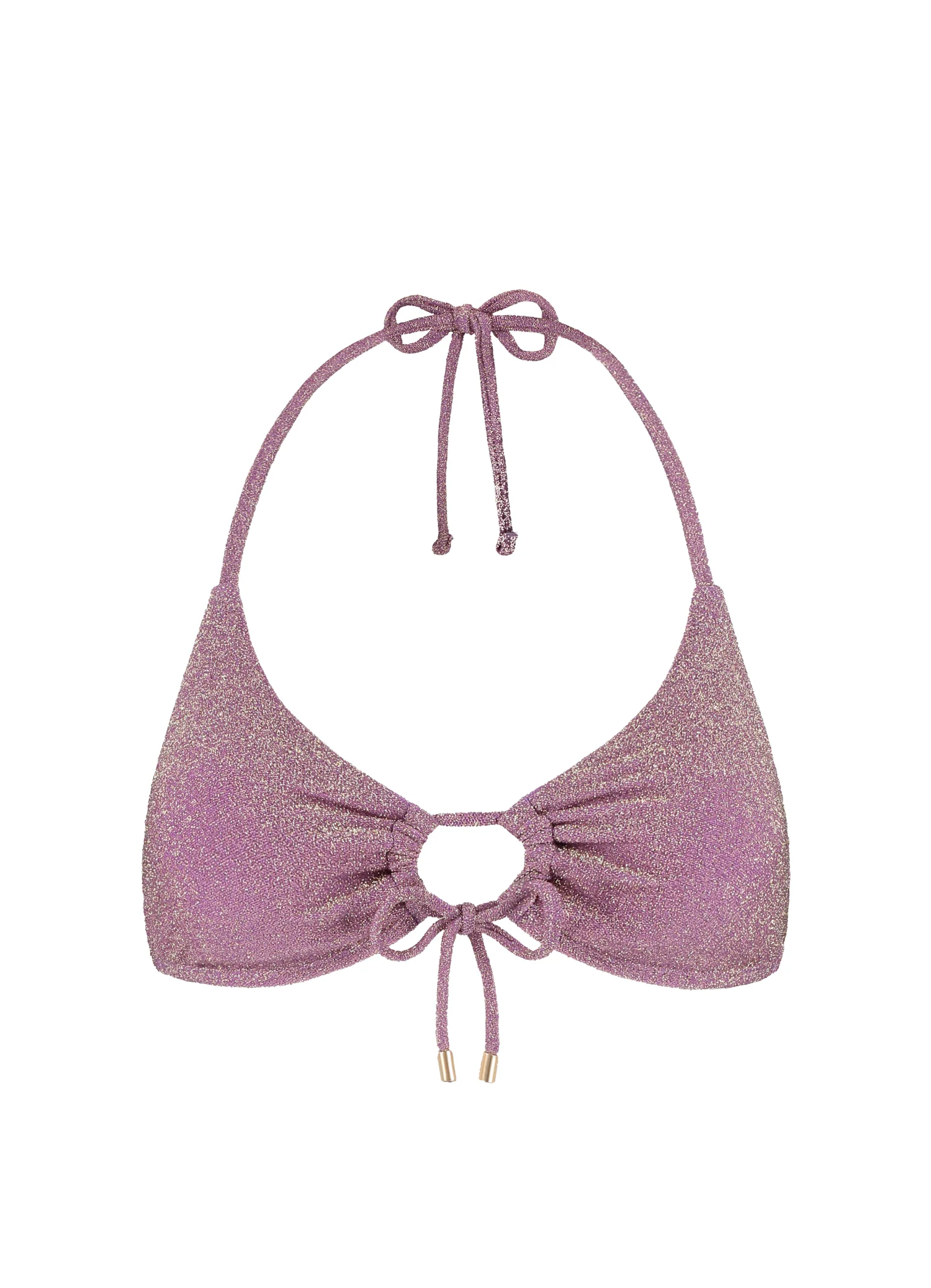 Mauve Glitter triangel met strik bikinitop - Image 4