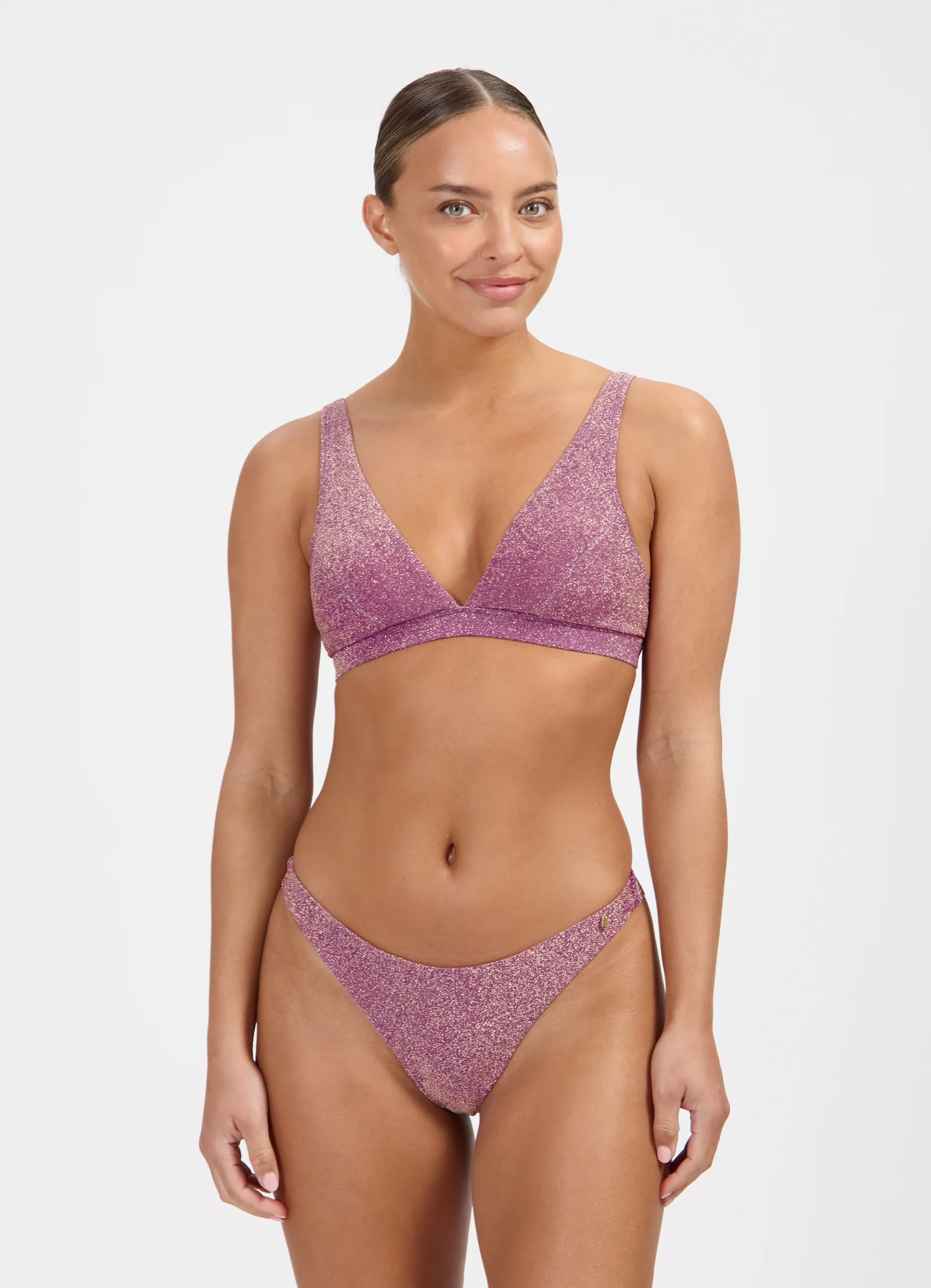 Mauve Glitter V-shape bikinitop